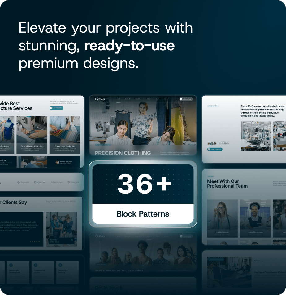 Clothera - Clothing Manufacturers Gutenverse FSE WordPress Block Theme - 6