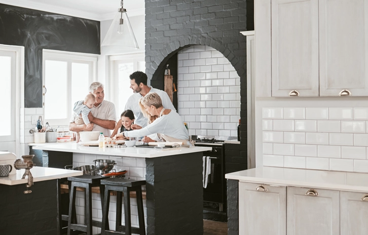 Family baking together in the kitchen