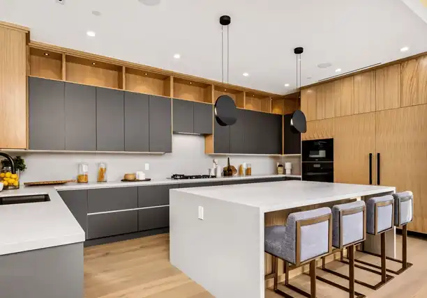 modern kitchen interior-with a large island