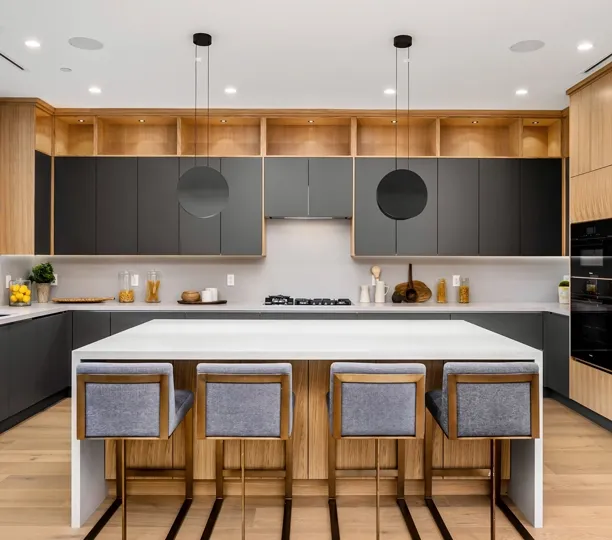 Modern kitchen with wooden cabinets