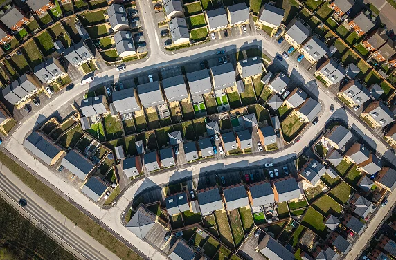 a view from above from residential city planning