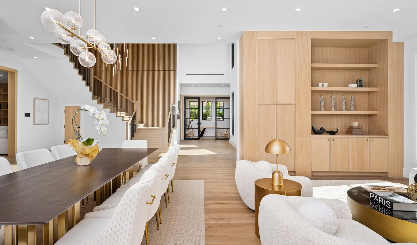 modern and spacious living room and dining area