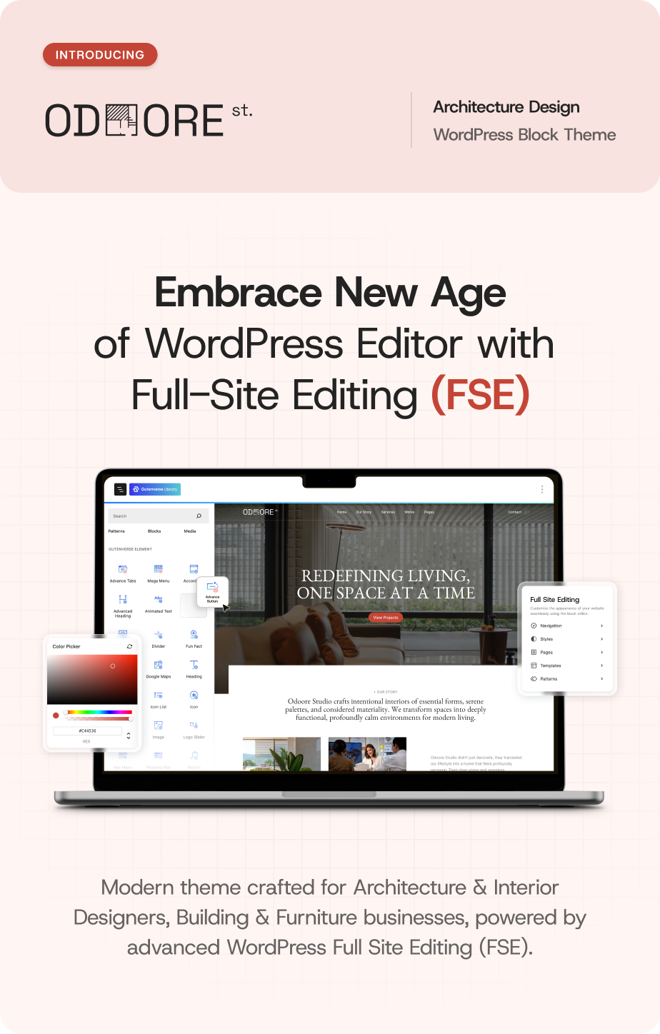 Odoore Studio – Architecture & Interior Design FSE WordPress Block Theme
