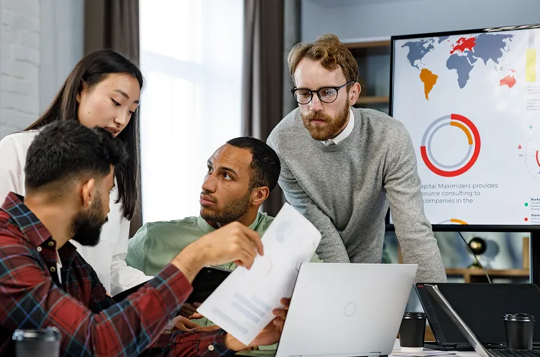 a team of young multinational business people