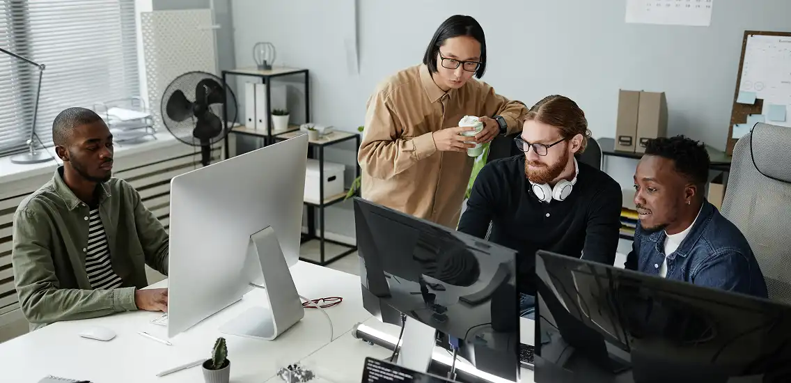 team of office workers in casual clothes.