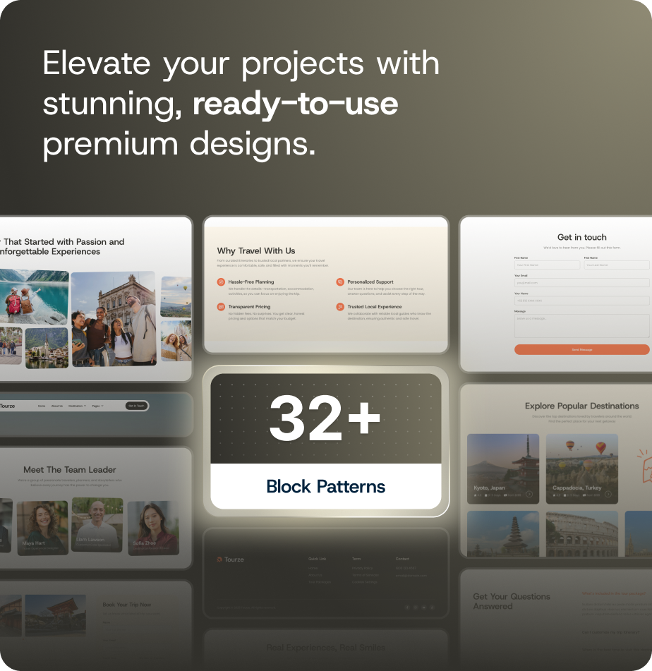 Tourze – Tour & Travel Agency Gutenverse FSE WordPress Block Theme