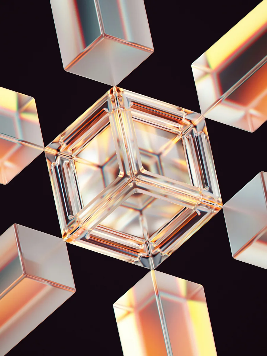 Abstract geometric glass shapes representing modern design aesthetics